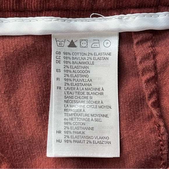 H&M Fine Wale Corduroy Pants in Maroon/Rust, size 6 - Picture 6 of 6
